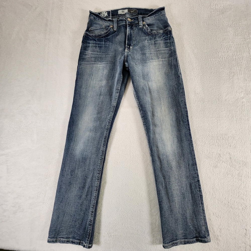 Rock & Republic Straight Leg Jeans Mens 30x30 Blue Denim Faded Casual (tag30x32)